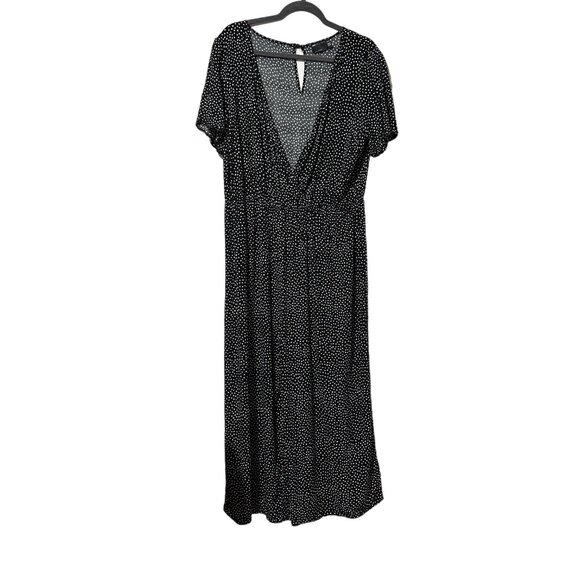 ASOS Design size 18 black polka dot faux wrap top short sleeve wide leg jumpsuit - Picture 1 of 11